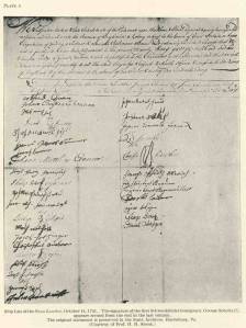 Ship list from the Snow Lowther, Joseph Fisher, Master, from Rotterdam, Netherlands, qualified Oct. 14, 1731, Philadelphia, PA, last from Dover, England.